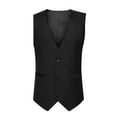 thumbnail image 1 of hopeusnice Men's Irregular Design Suit Vests Business Vests Slim Fit Single Breasted Waistcoat with Buttons Black L, 1 of 9