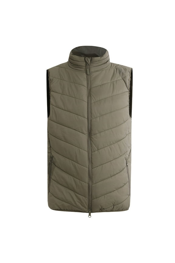 Men's Lightweight Gilet Stand Collar Quilted Padd Body Warmer Waistcoat Gilet Sleeveless Jacket Outerwear Vest with Pockets Army Green XXXL