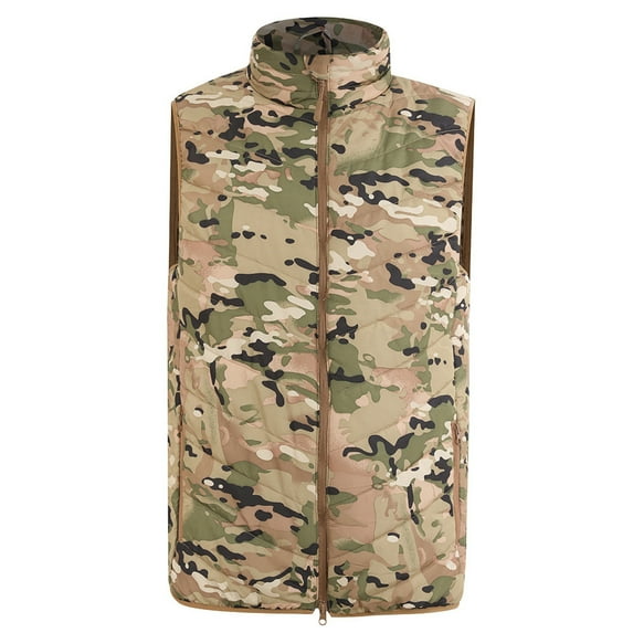 hopeusnice Men's Lightweight Gilet Stand Collar Quilted Padd Body Warmer Waistcoat Gilet Sleeveless Jacket Outerwear Vest with Pockets Camouflage M