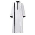 thumbnail image 1 of hopeusnice Men's Long Sleeve Tunic Thobe Buttons Mandarin Collar Islamic Clothing White XXXL, 1 of 8