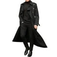 thumbnail image 1 of hopeusnice Men's Long Trench Coat Turn-Down Collar Single-Breasted Slim Fit Overcoat Winter Warm Outwear Windbreaker Black S, 1 of 6