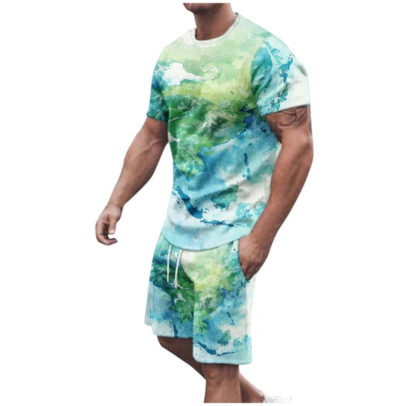 hopeusnice Men's Map Graphic Lounge Sets 2Pcs Swim Trunks Beach Sets Fall Lightweight Pants Elastic Waist Drawstring Shorts Pockets Hawaiin Loungewear Clothing for Male