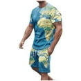 thumbnail image 1 of hopeusnice Men's Map Graphic Lounge Sets Clearance Fall Lightweight Elastic Waist Drawstring Shorts Pockets Casual 2Pcs Swim Trunks Beach Sets Hawaiin Loungewear Pants Clothing for Male, 1 of 5