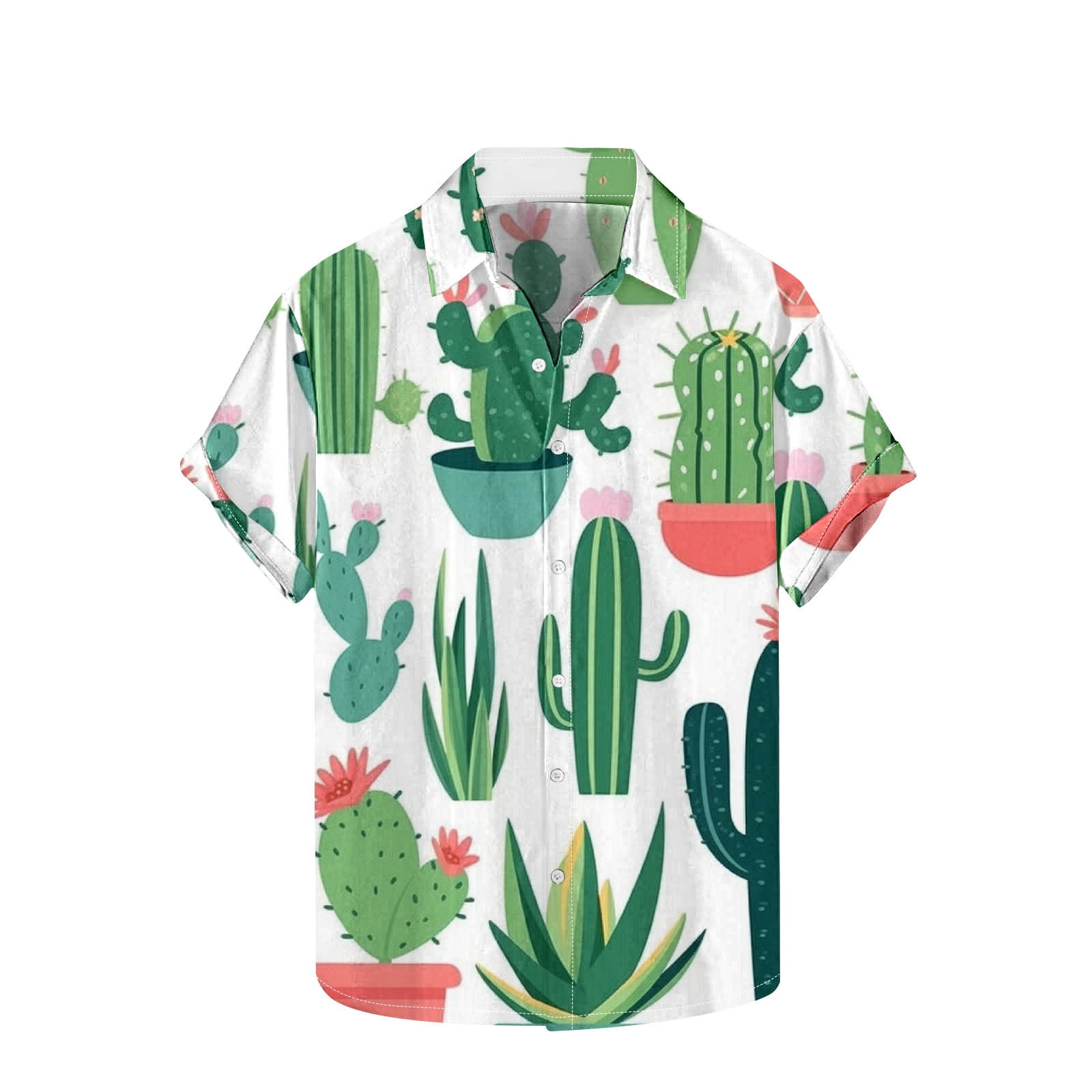 hopeusnice Men's Novelty Cactus Print Shirt Short Sleeve Button Down Summer  Beach Tropical Hawaiian Shirt Multicolor XXL - Walmart.com