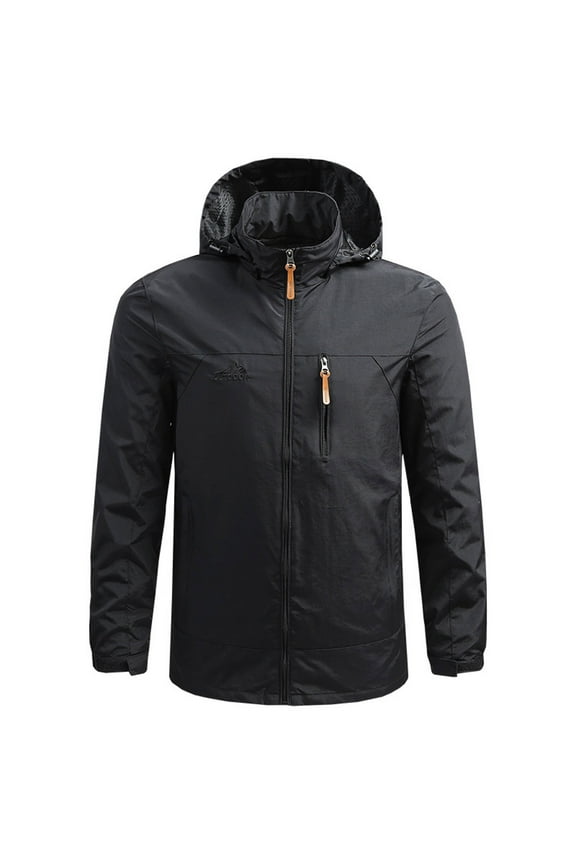 Men's Outdoor Windproof Hiking Jackets with Removable Hood Winter Warm Fleece Coats Thermal Snow Ski Jackets Black M