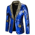 thumbnail image 1 of hopeusnice Men's Paisley Print Button Up Slim Fit Blazer Suit Jacket Wedding Party Tuxedo Blue M, 1 of 4