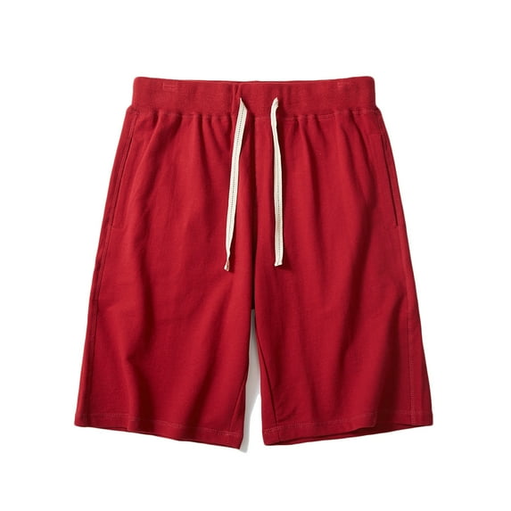 hopeusnice Men's Pants Pockets Cotton Linen Sweat Shorts Elastic Waist Drawstring Lounge Shorts Summer Casual Beach Workout Activewear Solid Color Shorts Pants Wine S