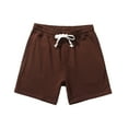 thumbnail image 1 of Men's Pants Solid Color Shorts Workout Activewear Casual Beach Pants Pockets Summer Elastic Waist Drawstring Lounge Shorts Cotton Linen Sweat Shorts Coffee XXL, 1 of 2