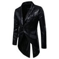 thumbnail image 1 of hopeusnice Men's Sequins Tailcoat Blazer Jacket One Button Party Prom Tuxedo Wedding Stage Costume Black L, 1 of 3