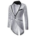 thumbnail image 1 of hopeusnice Men's Sequins Tailcoat Blazer Jacket One Button Party Prom Tuxedo Wedding Stage Costume Silver XL, 1 of 3