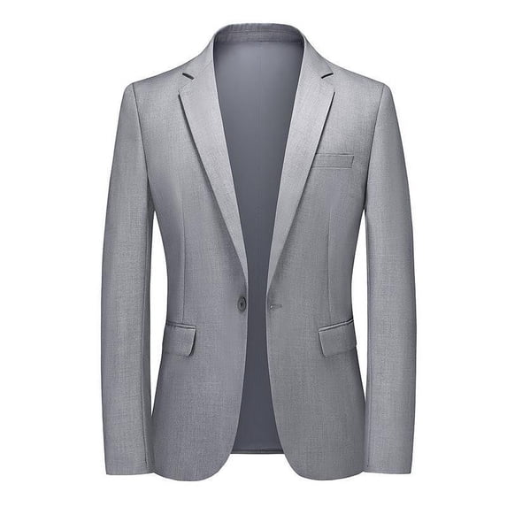 hopeusnice Men's Slim Fit Blazer One Button Suit Jacket Business Wedding Party Tuxedo Gray XXXXXXL