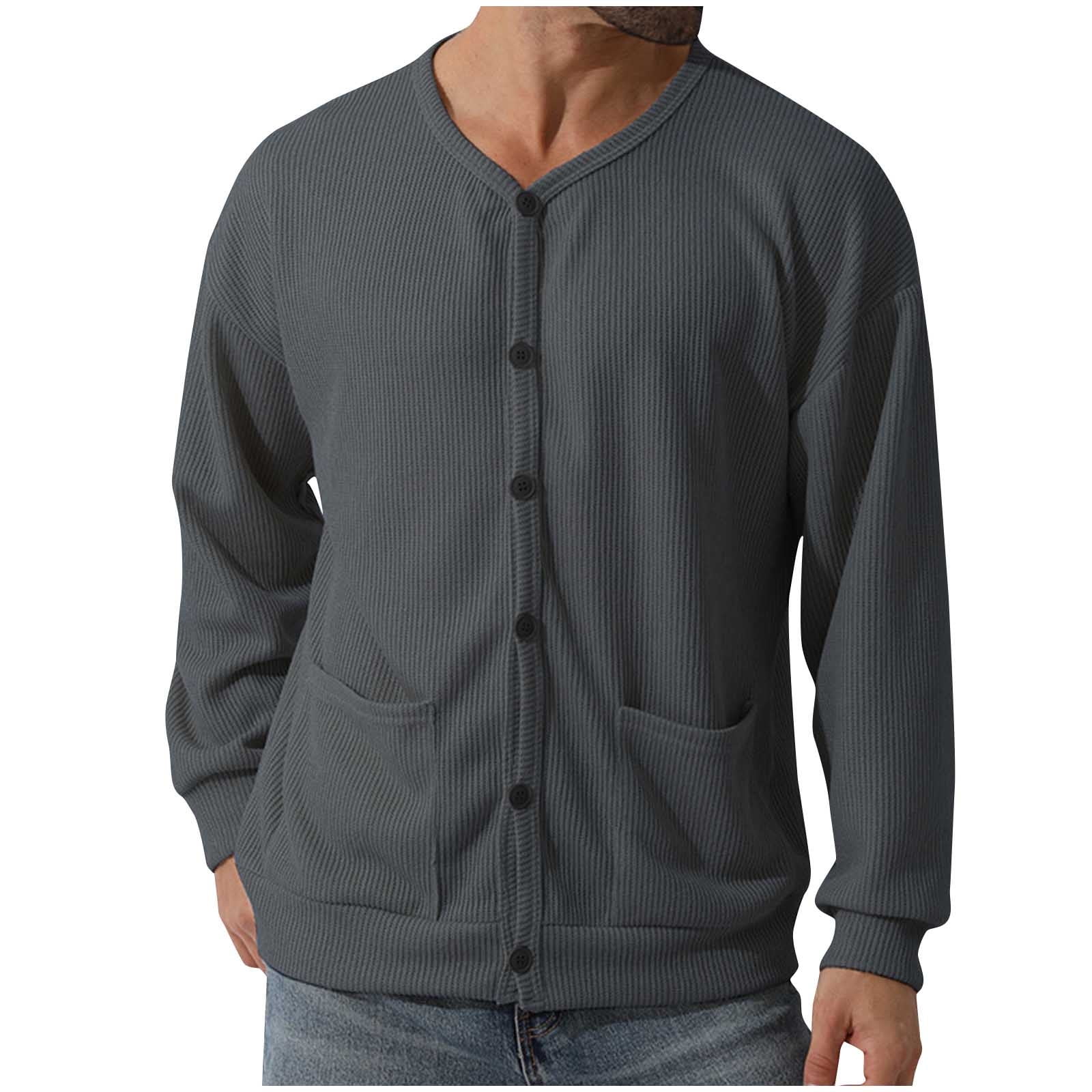 hopeusnice Men's Slim Fit Lightweight Knitted Cardigan Sweater with