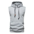 thumbnail image 1 of hopeusnice Men's Solid Color Hoodie Short Sleeve Sweatshirt Slim Fit Lounge Tee Drawstring Pullover Pockets Fall Lightweight Casual Workout Activewear Clothing For Male Gray XXL, 1 of 9