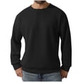 thumbnail image 1 of hopeusnice Men's Solid Color Long Sleeve Crew Neck Sweatshirt Basic Ribbed Knitted Jumper Tops Black XXL, 1 of 6