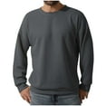 thumbnail image 1 of hopeusnice Men's Solid Color Long Sleeve Crew Neck Sweatshirt Basic Ribbed Knitted Jumper Tops Gray XXL, 1 of 6