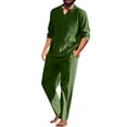thumbnail image 1 of hopeusnice Men's Solid Color Lounge Sets Casual 2Pcs Pjs Sets Fall Lightweight Pants Comfyfit V Neck Workout Loose Pleated Loungewear Trousers Pockets Clothing for Male, 1 of 9