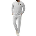 thumbnail image 1 of hopeusnice Men's Solid Color Lounge Sets Elastic Waist Drawstring Trousers Pockets 2Pcs Sweatsuit Casual Fall Lightweight Loose Loungewear Comfyfit Activewear Clothing For Male Gray S, 1 of 1