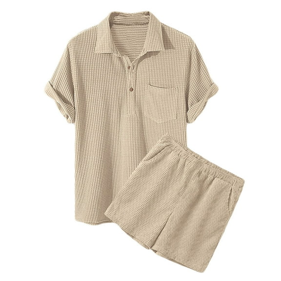 hopeusnice Men's Solid Color Lounge Sets Elastic Waist Shorts Pockets Cotton Linen 2Pcs Pjs Sets Loose Loungewear Fall Lightweight Casual Pants Clothing for Male