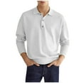 thumbnail image 1 of hopeusnice Men's Solid Color Shirts Casual Long Sleeve Dress Shirts Button Up Lapel Tops Workout Activewear Fall Lightweight Cotton Linen Slim Fit Lounge Tee Clothing For Male White S, 1 of 7