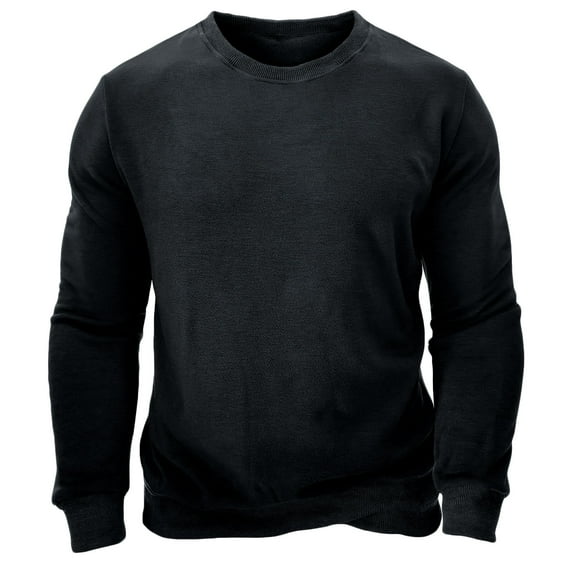 hopeusnice Men's Solid Color Shirts Slim Fit Lounge Tee Casual Workout Activewear Long Sleeve Dress Shirts Crew Neck Tops Fall Lightweight Clothing For Male Black XXL
