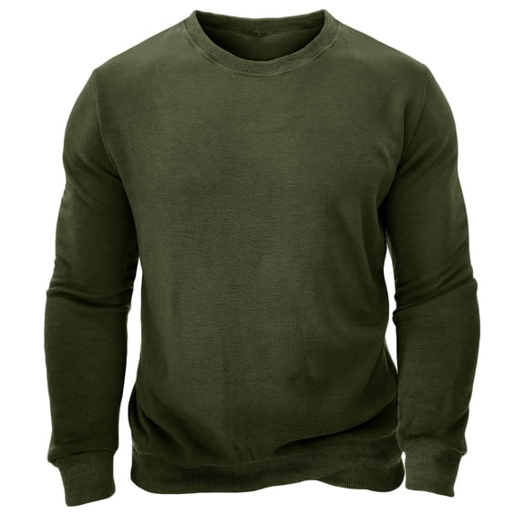 hopeusnice Men's Solid Color Shirts Workout Activewear Slim Fit Lounge Tee Crew Neck Tops Fall Lightweight Casual Long Sleeve Dress Shirts Clothing For Male Army Green M