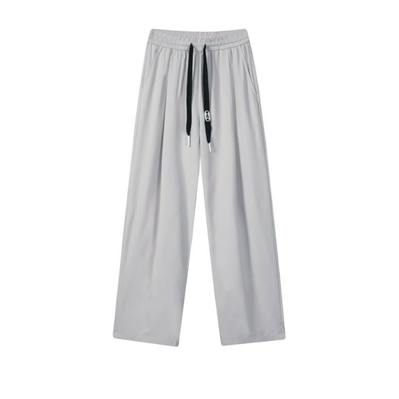 hopeusnice Men's Solid Color Trousers Mid Waist Wide Leg Pants Sweatpants Comfyfit Workout Activewear Fashion Casual Fall Lightweight Loose Loungewear Clothing For Male Gray Xl