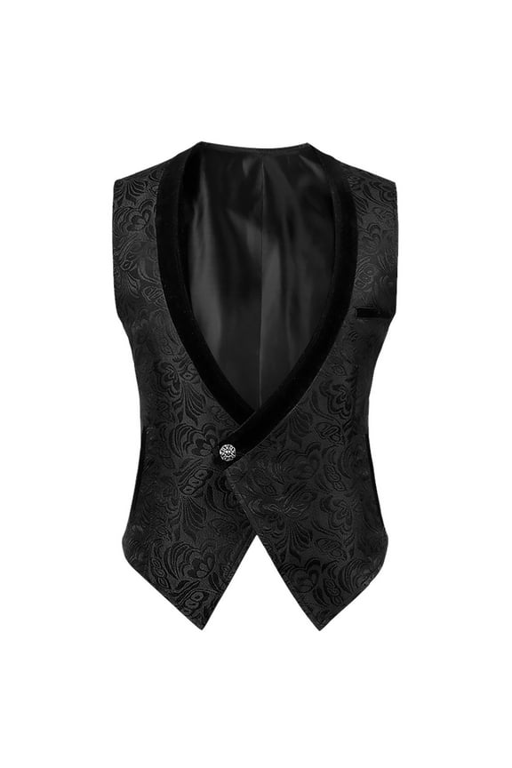 Men's Steam Vest Gothic Tailcoat Wedding Party Vintage Waistcoat Black M