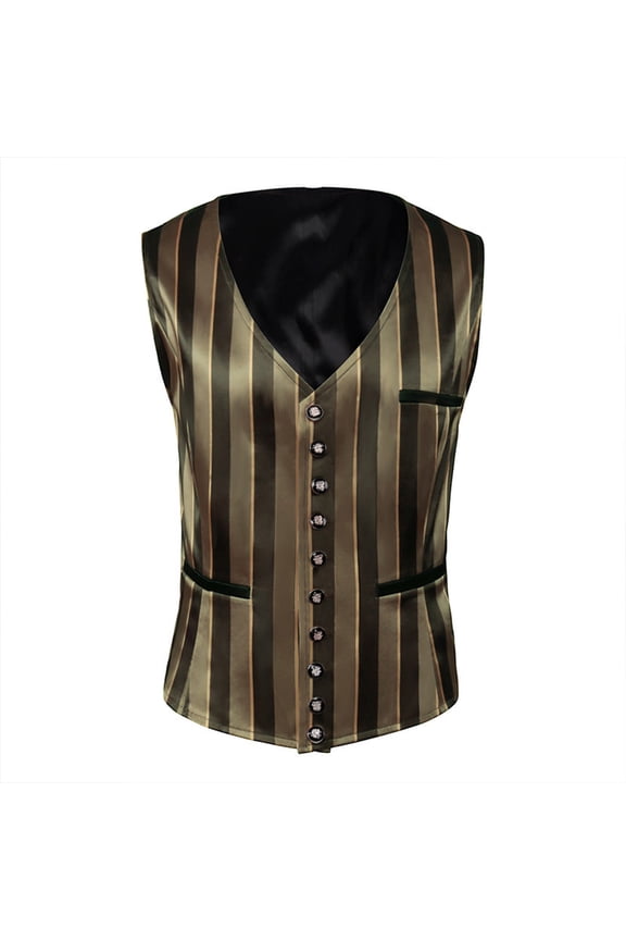 Men's Steam Vest Gothic Tailcoat Wedding Party Vintage Waistcoat Black M