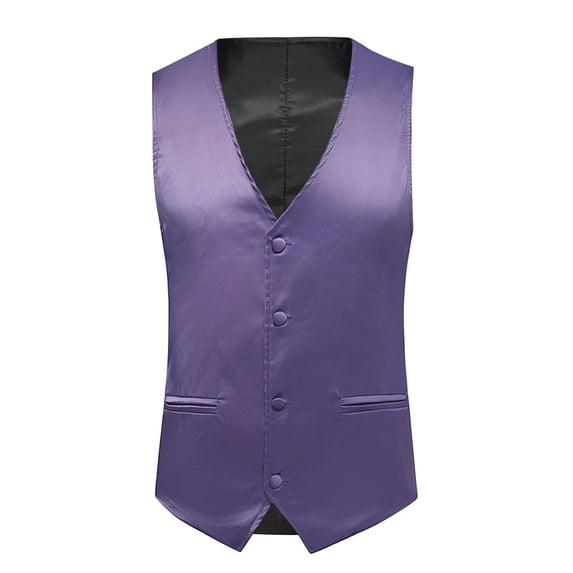 hopeusnice Men's Suit Vests Business Vests Slim Fit Formal Dress Waistcoat for Wedding Party Purple S