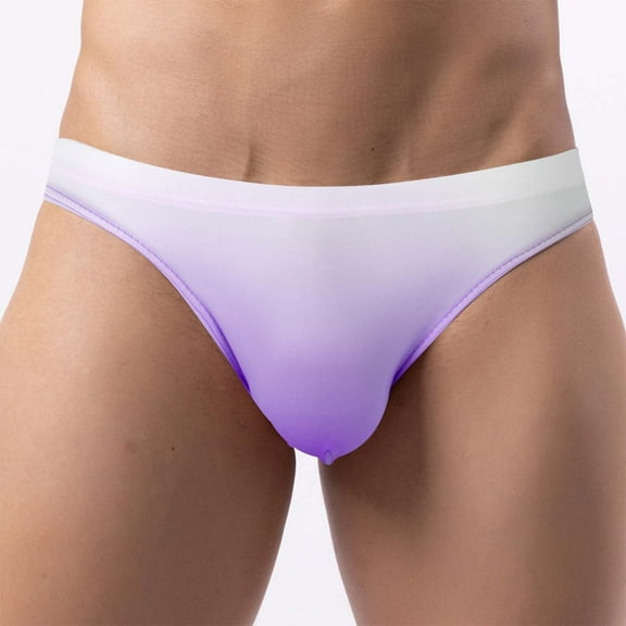 hopeusnice Men's Swimsuit Solid Color Low Waist Swim Briefs Bathing Suit Beach Shorts Push Up Padded Swim Trunks Purple XXL