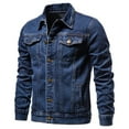 thumbnail image 1 of hopeusnice Men's Trucker Jean Jacket Slim Fit Long Sleeve Denim Trucker Coats Washed Basic Outerwear with Button Closure Blue XXXXL, 1 of 3