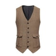 thumbnail image 1 of hopeusnice Men's Tweed Vests Herringbone Pattern Vests Wool Waistcoat Business Slim Fit Classic Style Lapel Formal Dress Vests Plus Size Coffee L, 1 of 9