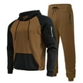 thumbnail image 1 of hopeusnice Men's Two Piece Tracksuit Color Block Hooded Sweatshirt Sweatpants Set with Zipper Pockets Khaki S, 1 of 4
