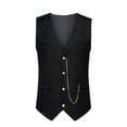 thumbnail image 1 of hopeusnice Men's Vests Waistcoat Button Chain V-Neck Formal Business Slim Fit Suit Vest Black XL, 1 of 9