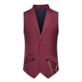 thumbnail image 1 of hopeusnice Men's Vests Waistcoat Button Chain V-Neck Formal Business Slim Fit Suit Vest Wine XXL, 1 of 9