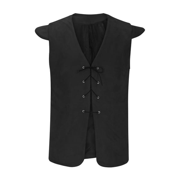 hopeusnice Men's Vintage Steampunk Vests Gothic Tailcoat Waistcoat Sleeveless Retro Jacket Black L