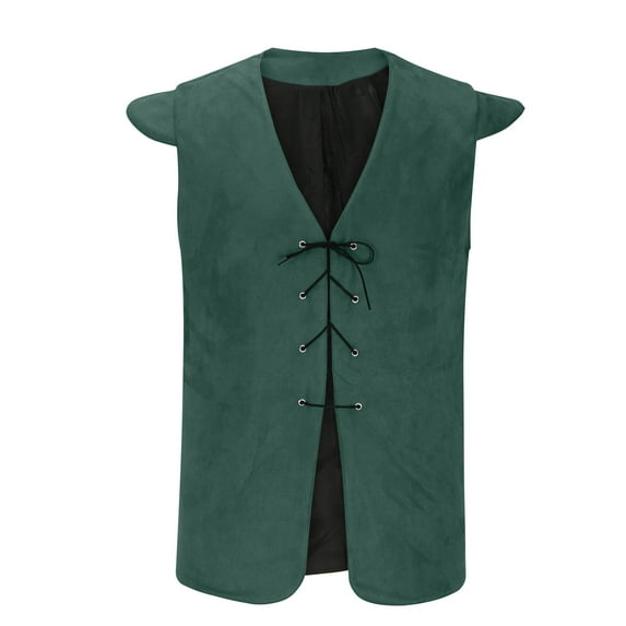 hopeusnice Men's Vintage Steampunk Vests Gothic Tailcoat Waistcoat Sleeveless Retro Jacket Green L