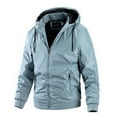 thumbnail image 1 of hopeusnice Men's Winter Coats Thicken Fleece Warm Outwear Stand Collar Hood Jackets Windproof Ski Snow Coats Light Blue L, 1 of 3