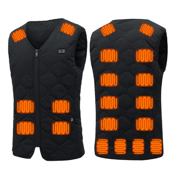 hopeusnice Men's Winter Heated Vest USB Charging 9 Heating Zones Far Infrared Fiber Heating Vest Adjustable Temperature Thermal Vest Washable Waistcoat for Outdoor Skiing Hunting Hiking Black XXXXL