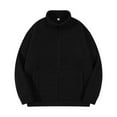 thumbnail image 1 of hopeusnice Men's Winter Lamb Wool Fleece Stand Collar Zipper Warm Thickening Coat Outwear Pockets Lambwool Teddy Overcoat Black XXL, 1 of 3