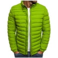 thumbnail image 1 of hopeusnice Men's Winter Quilted Jacket Stand Collar Zipper Closure Long Sleeve Warm Padded Coats Outwear Green XL, 1 of 3