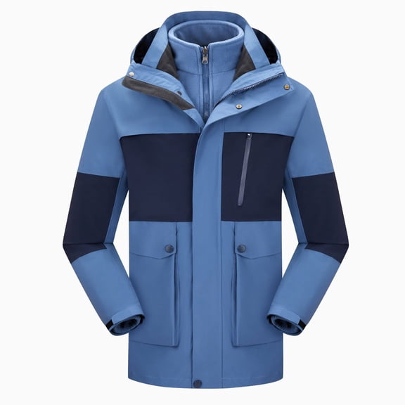hopeusnice Men's Winter Ski Jacket Windproof Fleece Warm Snowboard Outwear Coat Thicken Hiking Camping Jackets Outdoor Sportswear Blue S