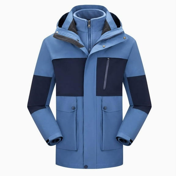 hopeusnice Men's Winter Ski Jacket Windproof Fleece Warm Snowboard Outwear Coat Thicken Hiking Camping Jackets Outdoor Sportswear Blue XS