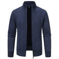 thumbnail image 1 of hopeusnice Men's Winter Slim Fit Knitted Sweaters Thicken Warm Stand Collar Cardigan Coats with Zipper Pockets Navy L, 1 of 4