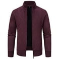 thumbnail image 1 of hopeusnice Men's Winter Slim Fit Knitted Sweaters Thicken Warm Stand Collar Cardigan Coats with Zipper Pockets Wine XXXL, 1 of 4