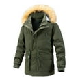 thumbnail image 1 of hopeusnice Men's Winter Thickened Hood Warm Windproof Outwear Jacket Coat Parkas Green XXXL, 1 of 6