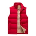 thumbnail image 1 of hopeusnice Men's Winter Warm Thicken Vest Sleeveless Stand Collar Zipper Pockets Waistcoat Outwear Red XXXXL, 1 of 4