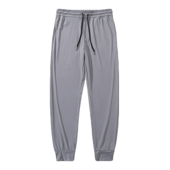 hopeusnice Men's Workout Activewear Joggers Solid Color sweatpants fall Fashion Elastic Waist Drawstring Lounge Trousers Casual Fall Quick Dry Pants Pockets Pants Gray L