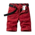 thumbnail image 1 of hopeusnice Mens Casual Beach Solid Color Loose with Pockets Mid Waist Workout Fashion Summer Cargo Shorts Activewear Running Shorts Sweat Shorts Pants Red 36, 1 of 4