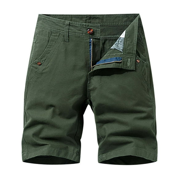 hopeusnice Mens Casual Beach Solid Color Running Shorts Workout Cotton Linen Sweat Shorts Fashion Summer Mid Waist Cargo Shorts Multi-Pockets Pants Army Green 34